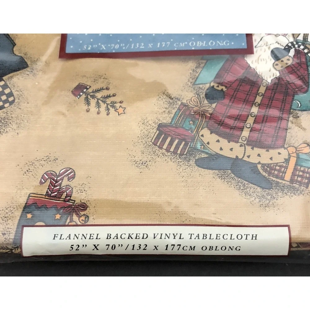 Debbie Mumm Magic Of Santa Vinyl Tablecloth Flannel Backed 52